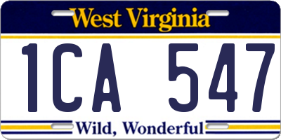 WV license plate 1CA547