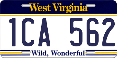 WV license plate 1CA562