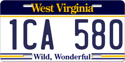 WV license plate 1CA580