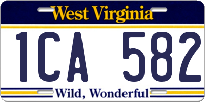 WV license plate 1CA582