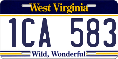 WV license plate 1CA583