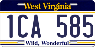 WV license plate 1CA585