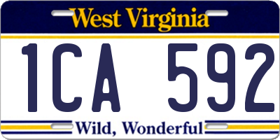 WV license plate 1CA592