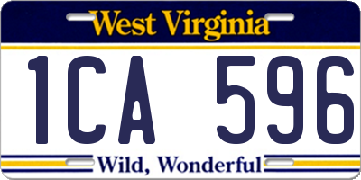 WV license plate 1CA596