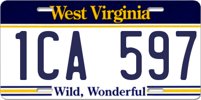 WV license plate 1CA597