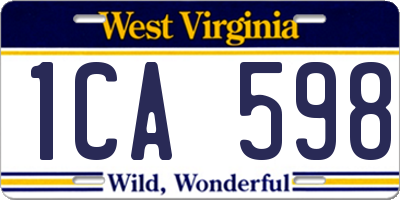 WV license plate 1CA598