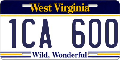 WV license plate 1CA600