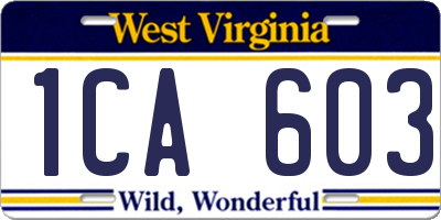 WV license plate 1CA603