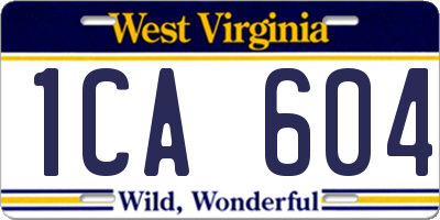 WV license plate 1CA604