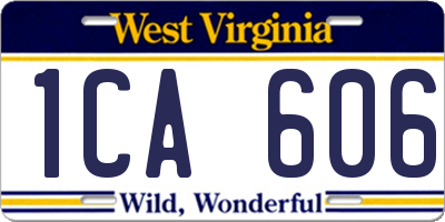 WV license plate 1CA606