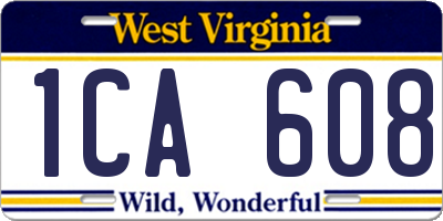WV license plate 1CA608