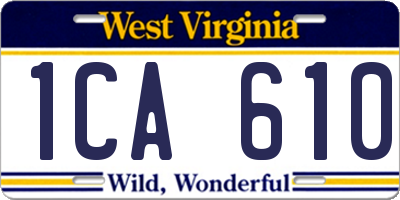 WV license plate 1CA610