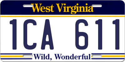 WV license plate 1CA611