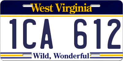 WV license plate 1CA612