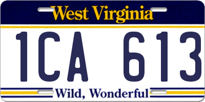 WV license plate 1CA613