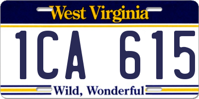 WV license plate 1CA615