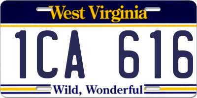 WV license plate 1CA616