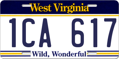 WV license plate 1CA617