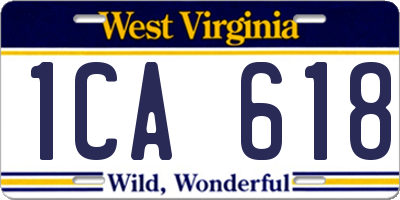 WV license plate 1CA618