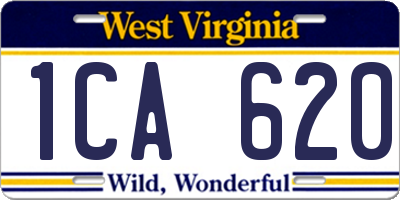WV license plate 1CA620