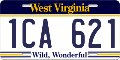 WV license plate 1CA621