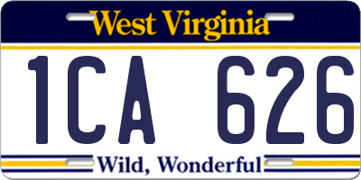 WV license plate 1CA626