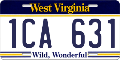 WV license plate 1CA631