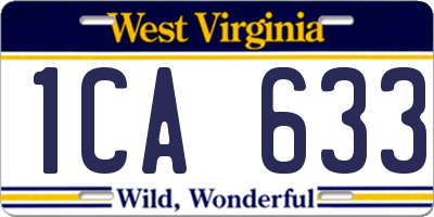 WV license plate 1CA633