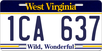 WV license plate 1CA637
