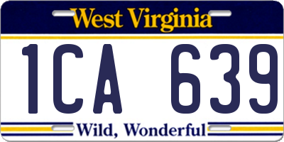 WV license plate 1CA639