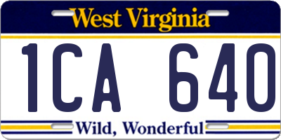 WV license plate 1CA640