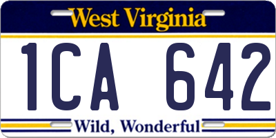 WV license plate 1CA642
