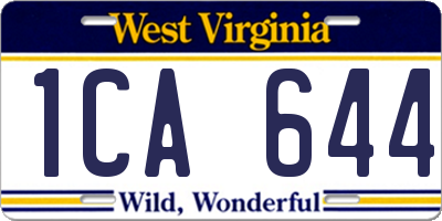 WV license plate 1CA644