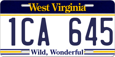 WV license plate 1CA645