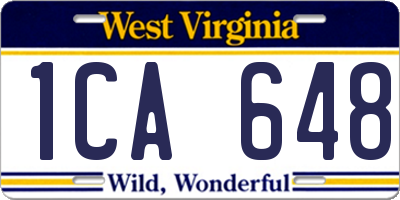 WV license plate 1CA648