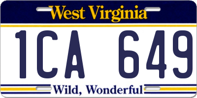 WV license plate 1CA649