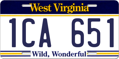 WV license plate 1CA651