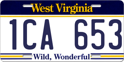 WV license plate 1CA653