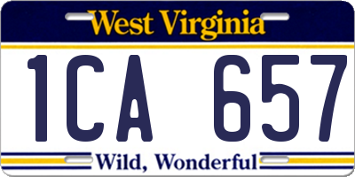 WV license plate 1CA657