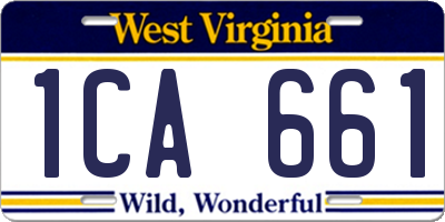 WV license plate 1CA661