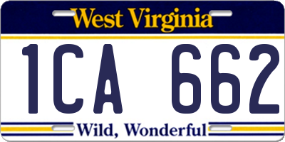 WV license plate 1CA662