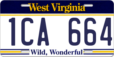 WV license plate 1CA664