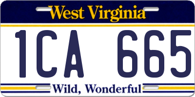 WV license plate 1CA665