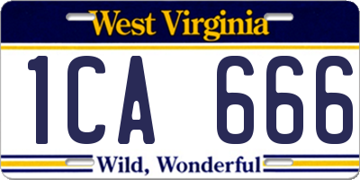 WV license plate 1CA666