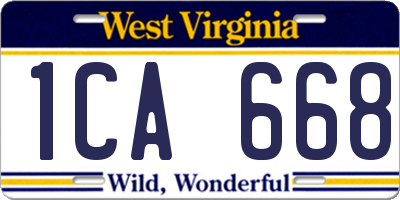 WV license plate 1CA668