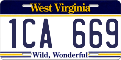 WV license plate 1CA669