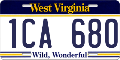 WV license plate 1CA680