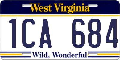 WV license plate 1CA684