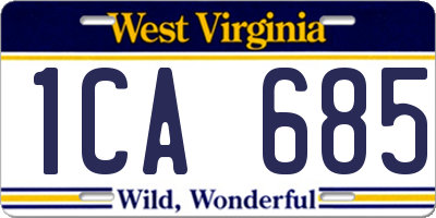 WV license plate 1CA685