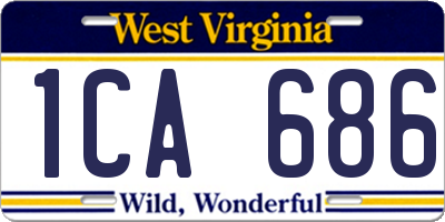 WV license plate 1CA686